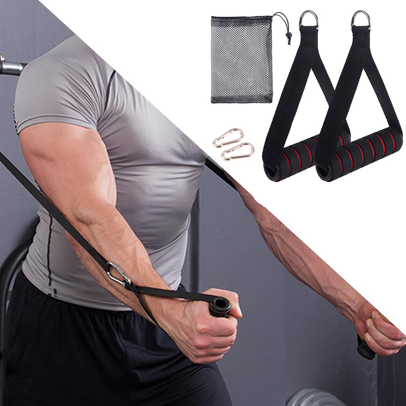 D Ring Strap - Hochleistungs-Kabelzuggriff mit Haken und D-Ring, Metall-Fitnessgriffe