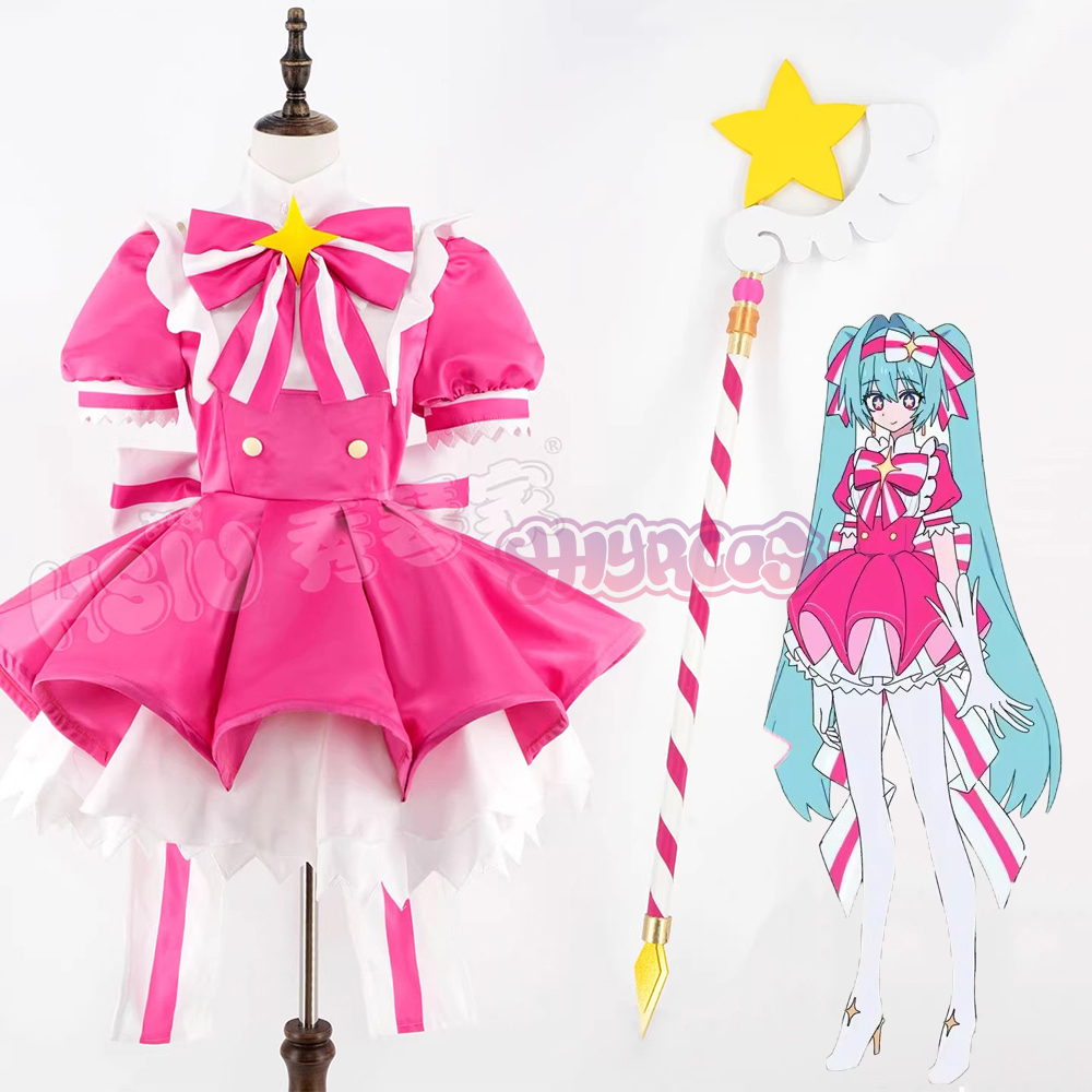 Cosplay Floating Prop - MMiku Retry Cosplay Kostüme Perücke Rosa